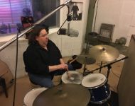 Joey at U2 Rattle and Hum drum set at Sun Studio