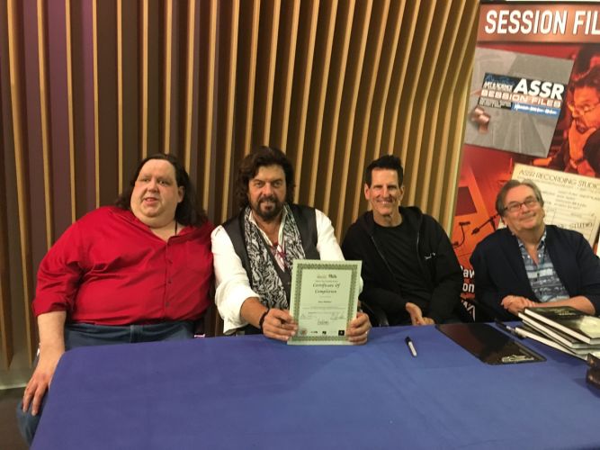 Joey with Alan Parsons, Tom Brooks and Julian Colbeck at Alan Parsons Master Class in Santa Ana