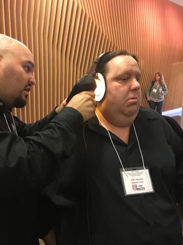 Joey getting 3-D image of ear done by Tiago at Ultimate Ears