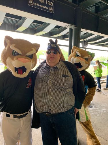 Joey with Ozzie and Annie at Kane County Cougars game
