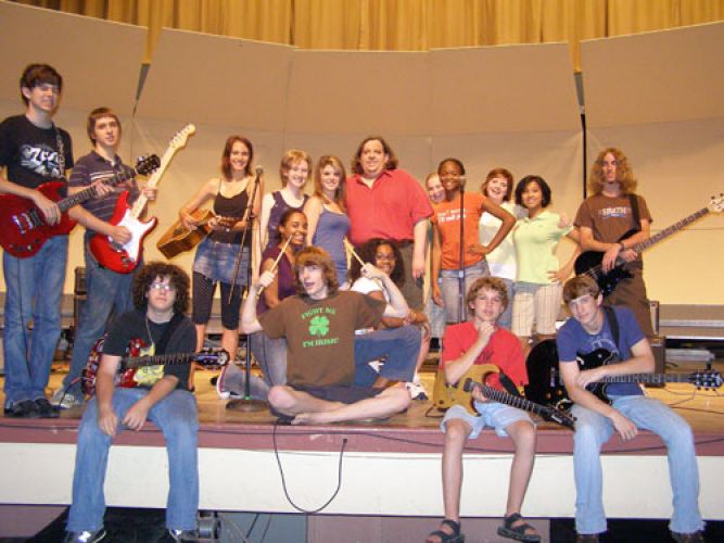 Joey with 2007 Students at Dress Rehearsal 