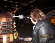Joey facing off with a Dalek--Joey will probably win